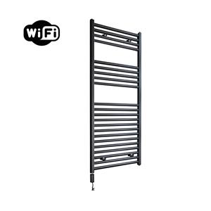 Sanicare elektrische design radiator 60x112cm zwart mat met WiFi en thermostaat links zwart
