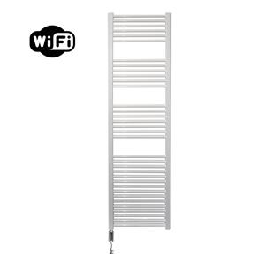 Sanicare elektrische design radiator 45x172cm wit met WiFi en thermostaat links chroom