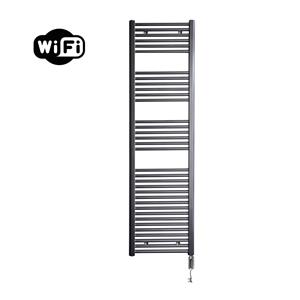 Sanicare elektrische design radiator 45x172cm gunmetal met WiFi en thermostaat rechts chroom
