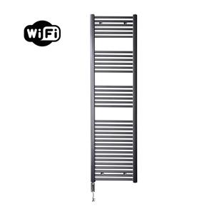 Sanicare elektrische design radiator 45x172cm gunmetal met WiFi en thermostaat links chroom
