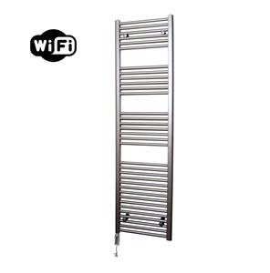 Sanicare elektrische design radiator 45x172cm inox-look met WiFi en thermostaat links chroom
