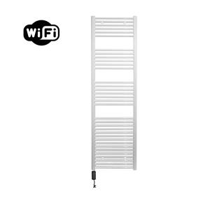 Sanicare elektrische design radiator 45x172cm wit met WiFi en thermostaat links zwart