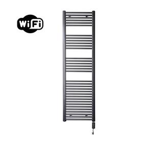 Sanicare elektrische design radiator 45x172cm gunmetal met WiFi en thermostaat rechts zwart