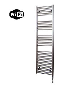 Sanicare elektrische design radiator 45x172cm inox-look met WiFi en thermostaat rechts zwart