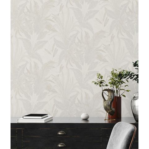 Living walls Vliesbehang Stories of Life florale Tapete Blätter Creme Beige (1 stuk)