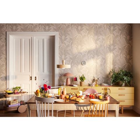 Living walls Vliesbehang Stories of Life florale Tapete mit Blättern Beige Gold (1 stuk)