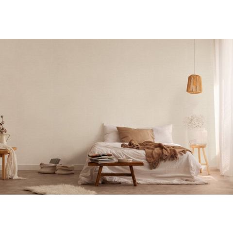 Living walls Vliesbehang Stories of Life strukturierte Uni-Tapete Beige Creme (1 stuk)