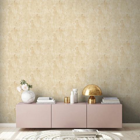 Living walls Vliesbehang Stories of Life Vliestapete Metallic Betonoptik Beige Gold (1 stuk)