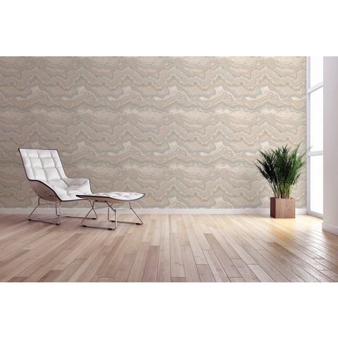 Living walls Vliesbehang Stories of Life Tapete Metallic Beige Creme Silber Malachit (1 stuk)