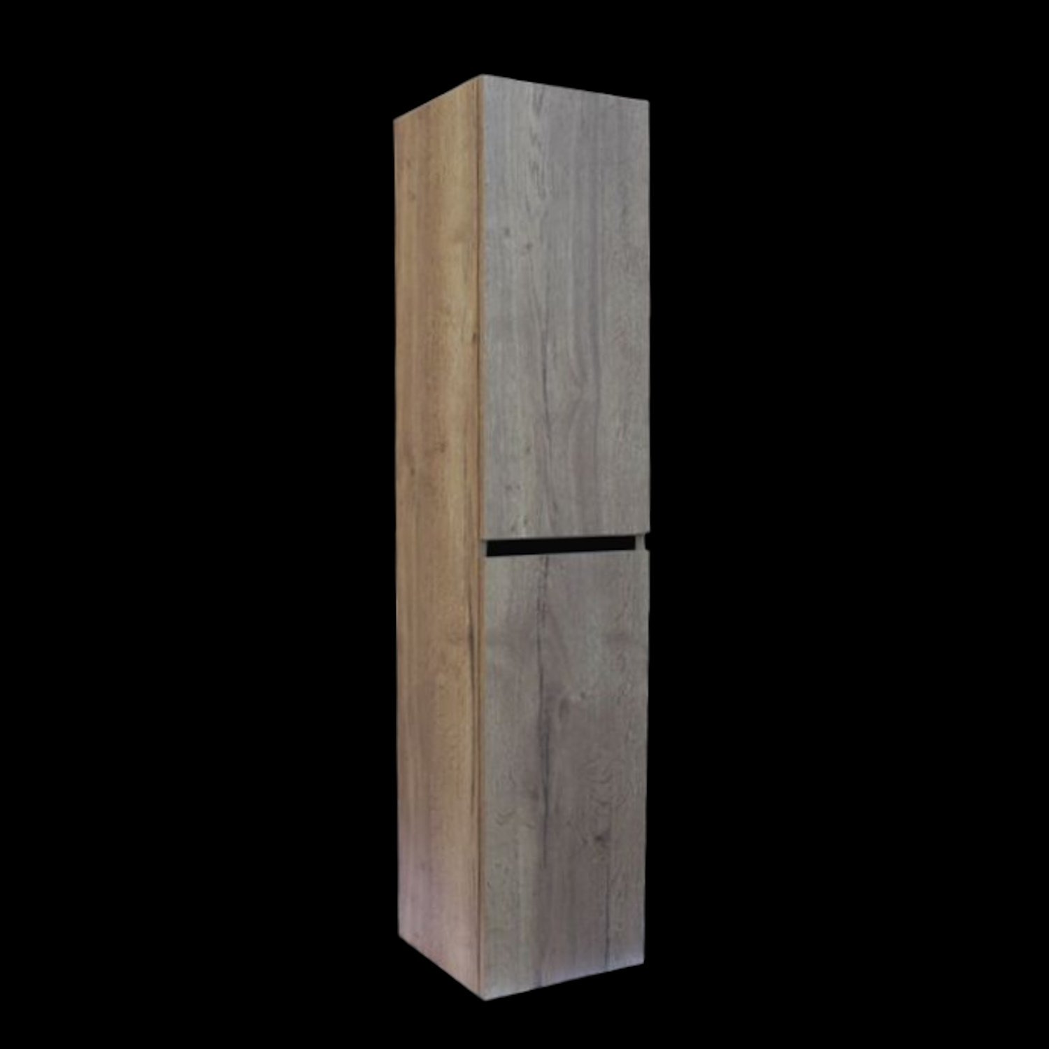 Sanilux Kolomkast  Trendline Met Greeplijst Mat Zwart 160x35x35 cm Tabak Oak 