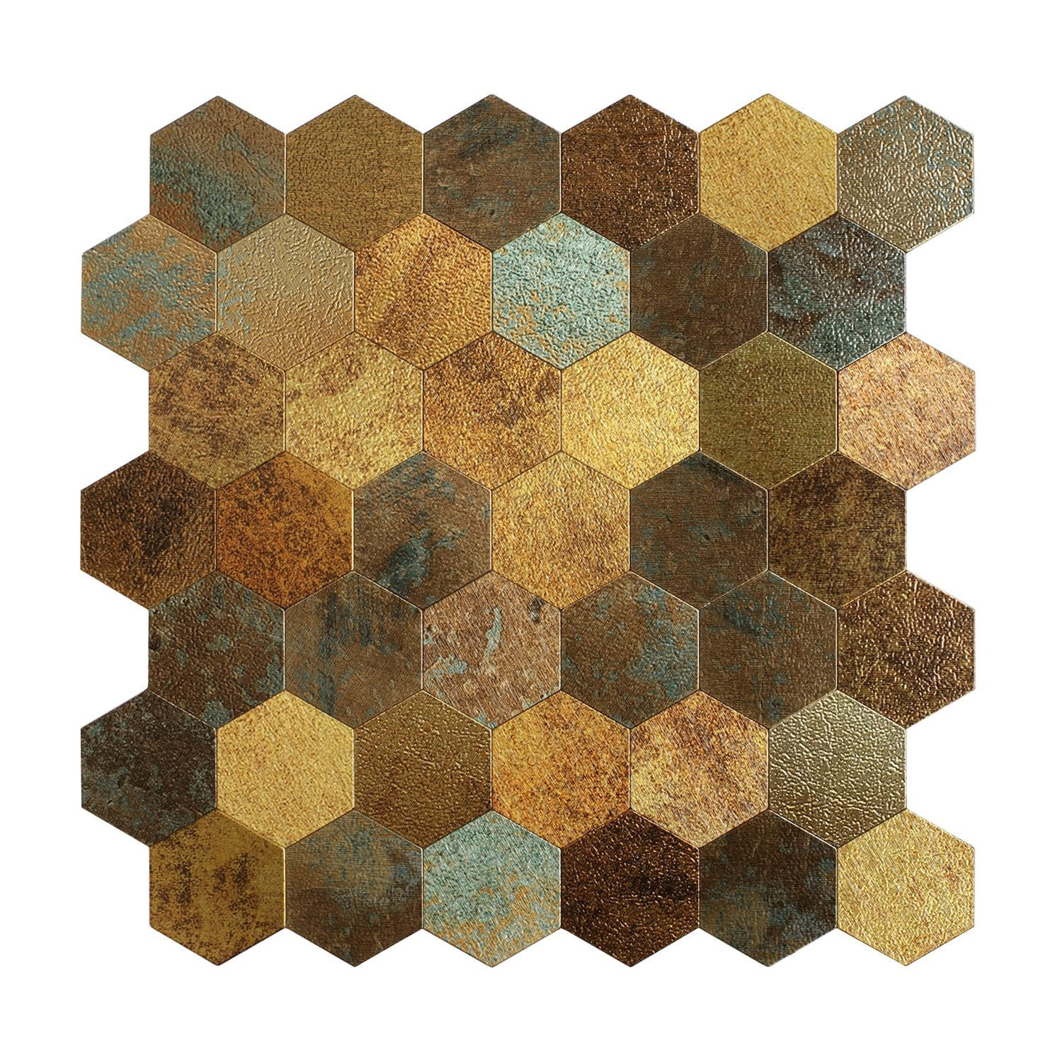 Isodeco Mozaïek  Steenstrip Hexagon Zelfklevend 28.0x29.0 cm Geplaat Goud 