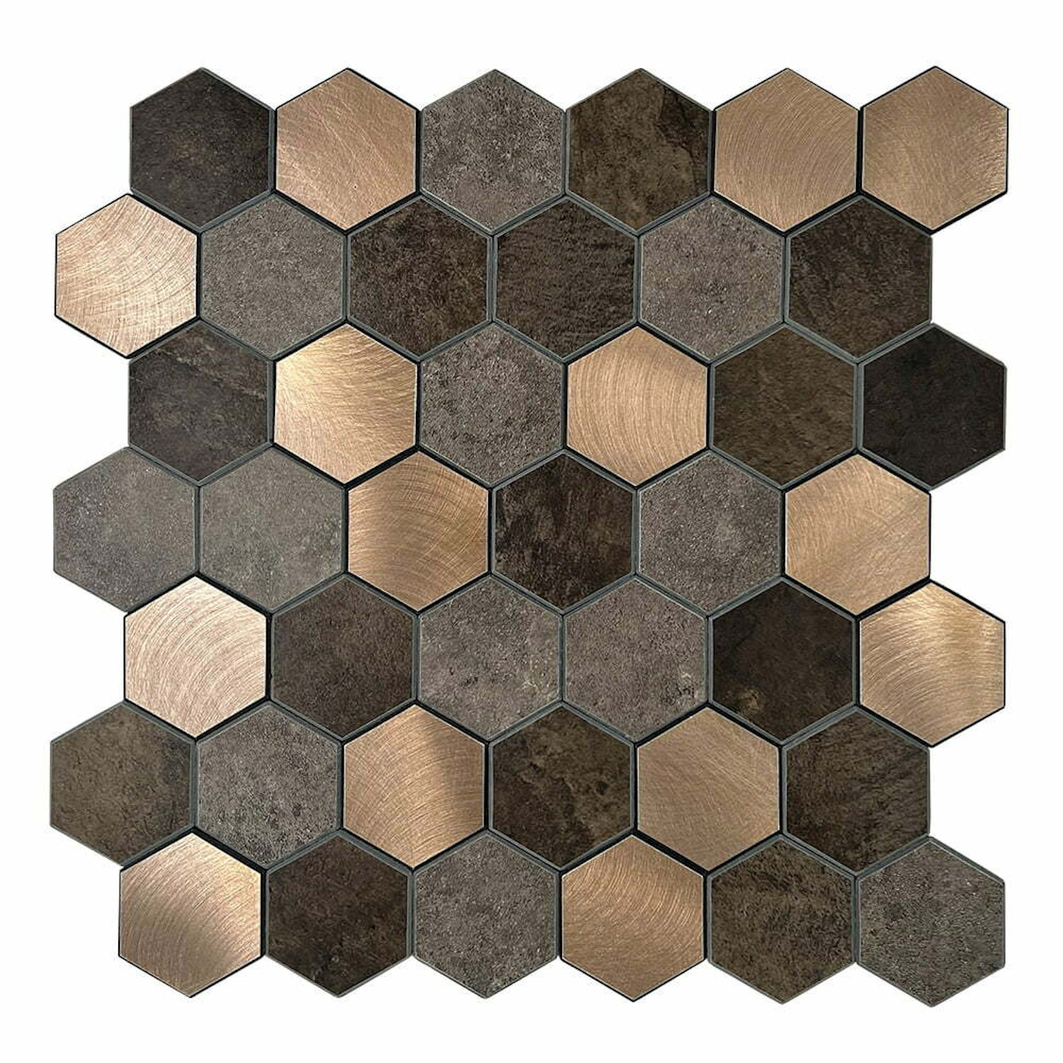 Isodeco Mozaïek  Steenstrip Hexagon V-Groef Zelfklevend 28.8x29.2 cm Koper 