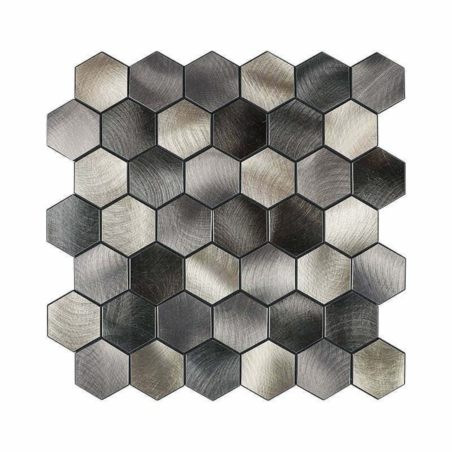 Isodeco Mozaïek  Steenstrip Hexagon Zelfklevend 30.5x30.5 cm Cobalt Antraciet Goud 