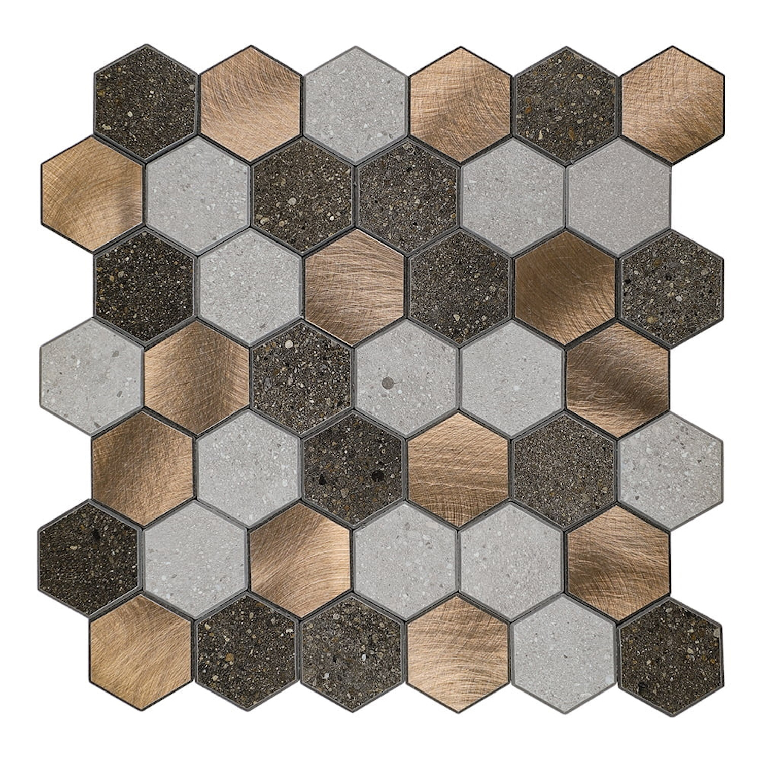 Isodeco Mozaïek  Steenstrip Hexagon Zelfklevend 28.0x29.0 cm Medium Stone 