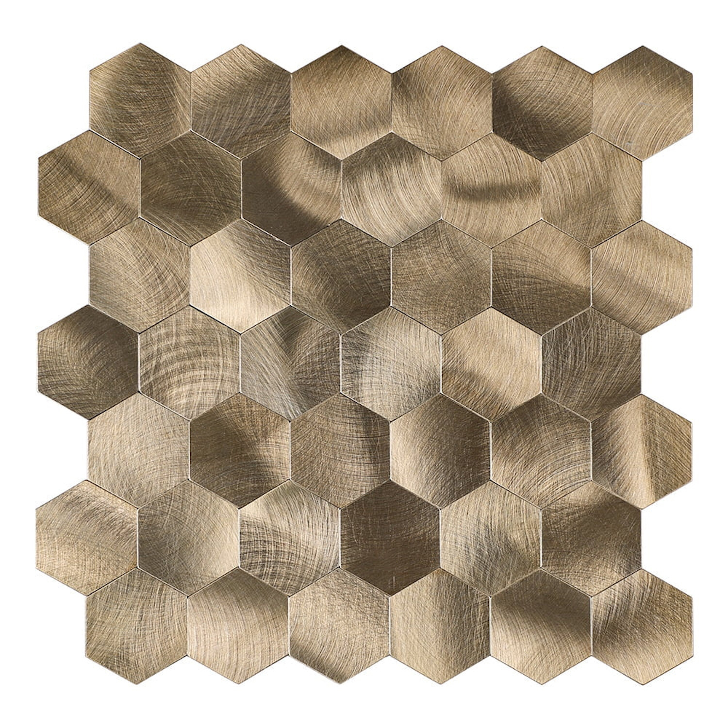 Isodeco Mozaïek  Steenstrip Hexagon Zelfklevend 29.0x28.0 cm Geborsteld Brons 