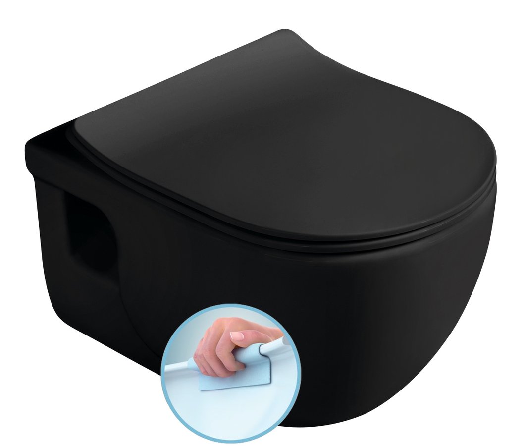 Sapho Brilla randloze toiletpot 36.5x53cm zwart mat