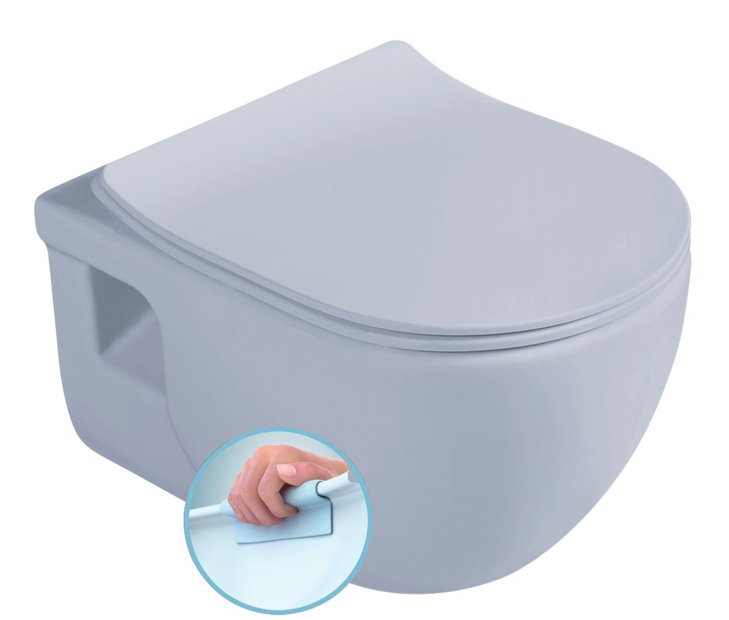 Sapho Brilla randloze toiletpot 36.5x53cm lichtblauw mat