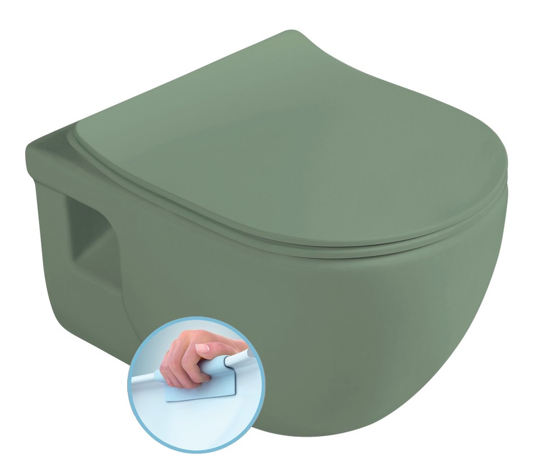 Sapho Brilla randloos toilet met zitting 36.5x53cm groen mat