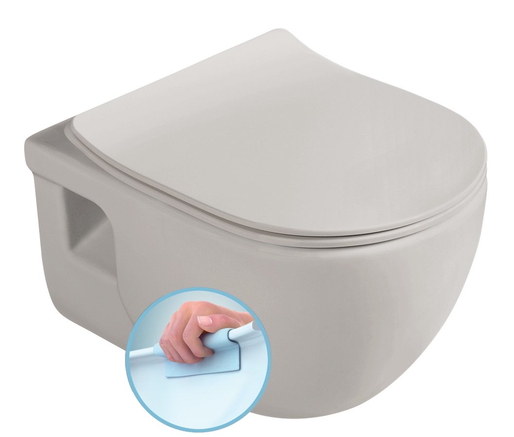 Sapho Brilla randloos toilet met zitting 36.5x53cm latte mat