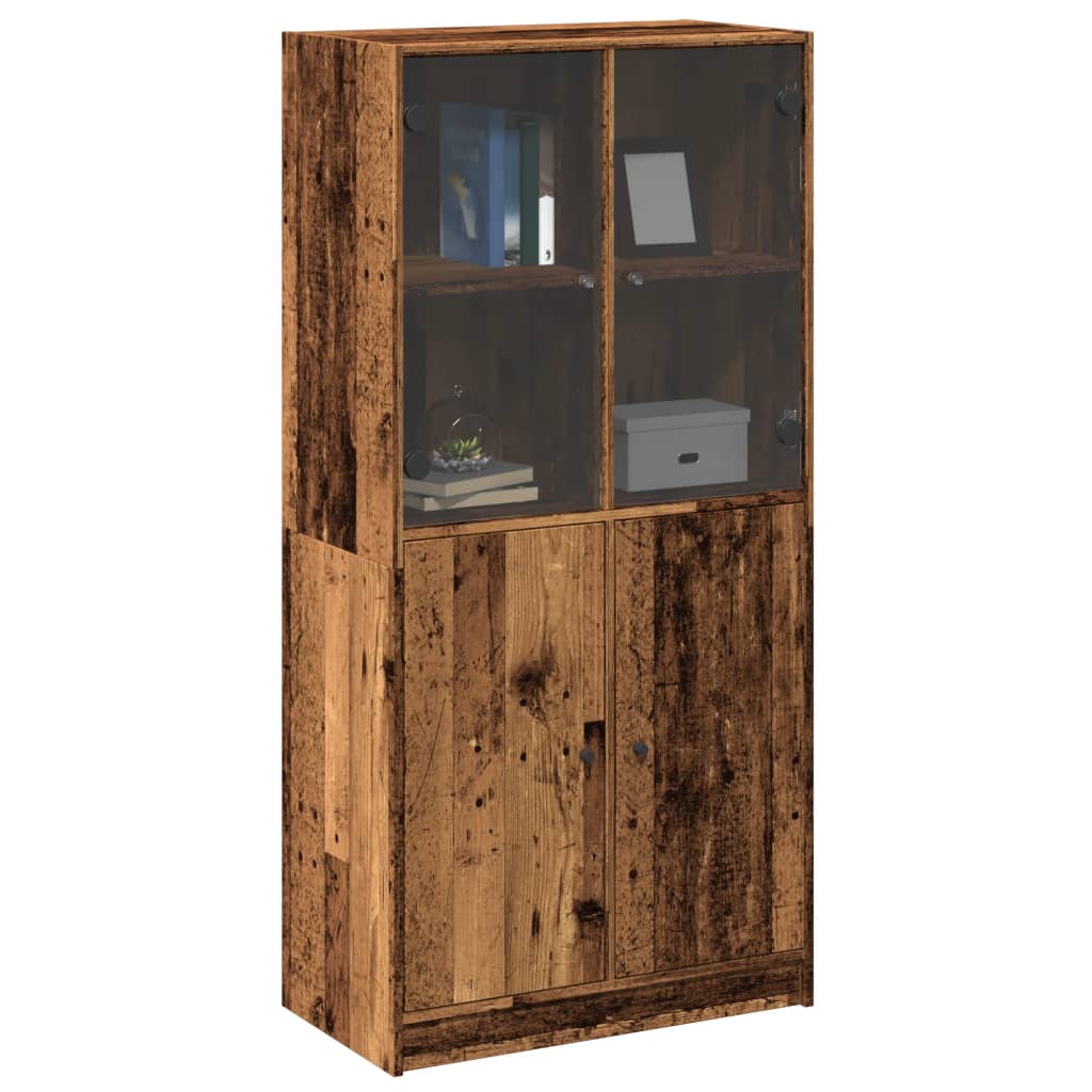 vidaXL Hoge kast met deuren 68x37x142 cm bewerkt hout oud houtkleurig