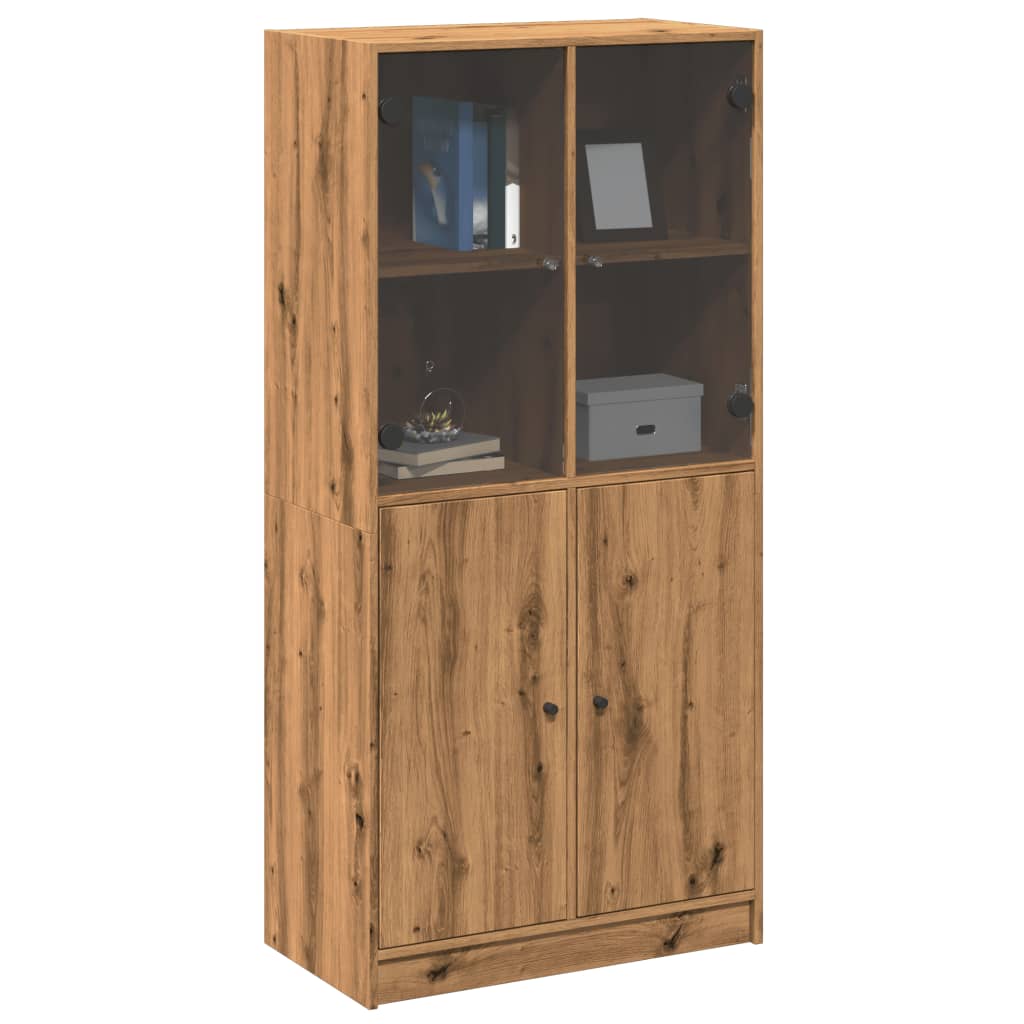 vidaXL Hoge kast met deuren 68x37x142 cm bewerkt hout artisanaal eiken