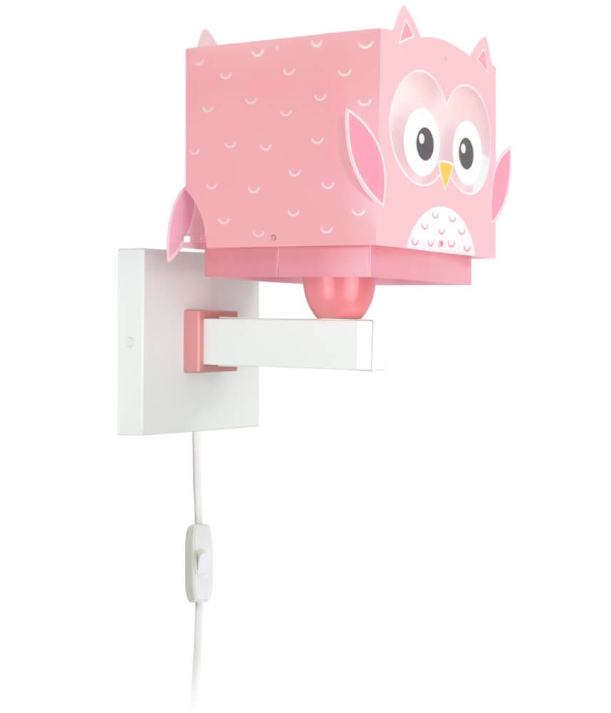 Dalber Wandleuchte Little Owl mit Stecker, rosa, E27