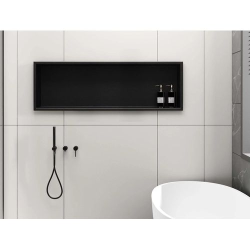 SaniSupreme Inbouwnis Badkamer Douche Rvs Mat Zwart 30x60x10cm