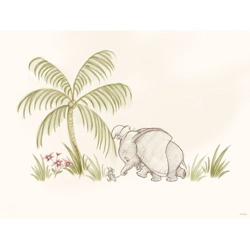 Disney Poster Dombo De Vliegende Olifant Beige En Groen - 30 Cm X 40 Cm - 612843