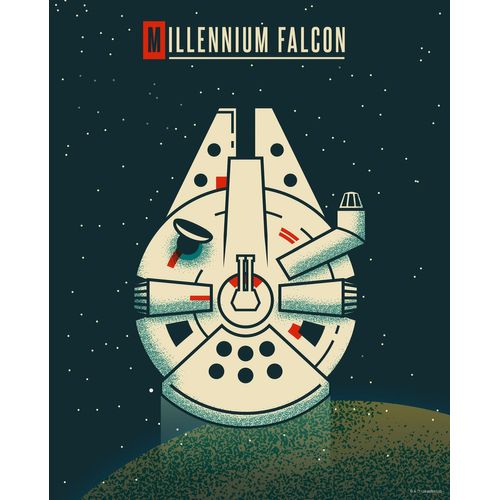 Disney Poster Star Wars Millenium Falcon Donkerblauw - 40 Cm X 50 Cm - 612856