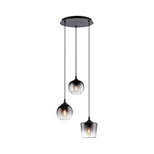 Just Light Zwarte hanglamp Zea 3-lichts 15424-18