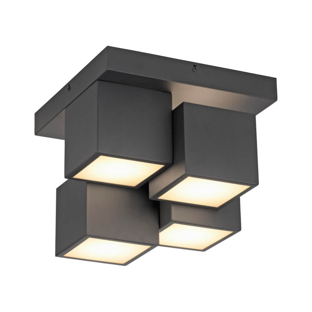 JUST LIGHT. LED-Deckenleuchte Tetris, Eisen, 3000 K, schwarz