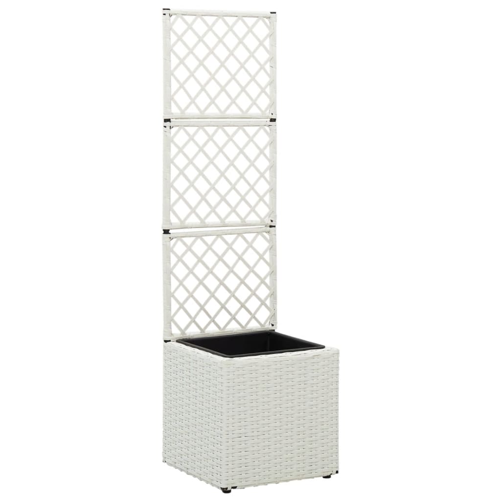 VidaXL Latwerkplantenbak verhoogd met 1 pot 30x30x107 cm rattan wit