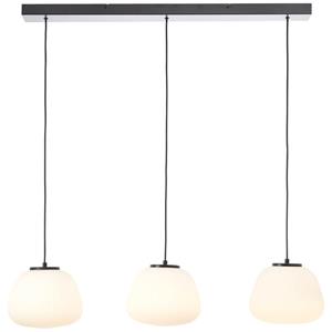Brilliant Hängelampe Kaizen, Länge 105 cm, opal, 3-flg. Glas/Metall