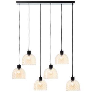 Brilliant Hängelampe Casto, Länge 95 cm, bernstein, 6-flg., Glas