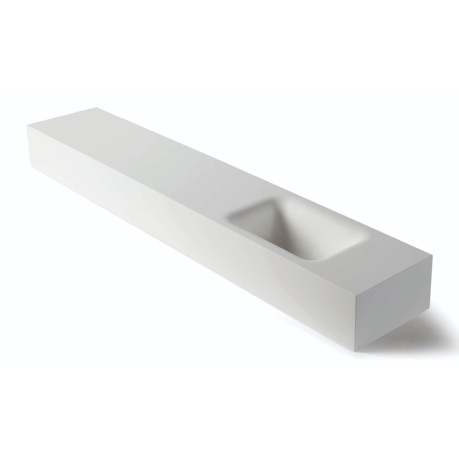 Luca Sanitair Fontein  Lea 120x22x12 cm Solid Surface Rechts Zonder Kraangat Mat Wit 