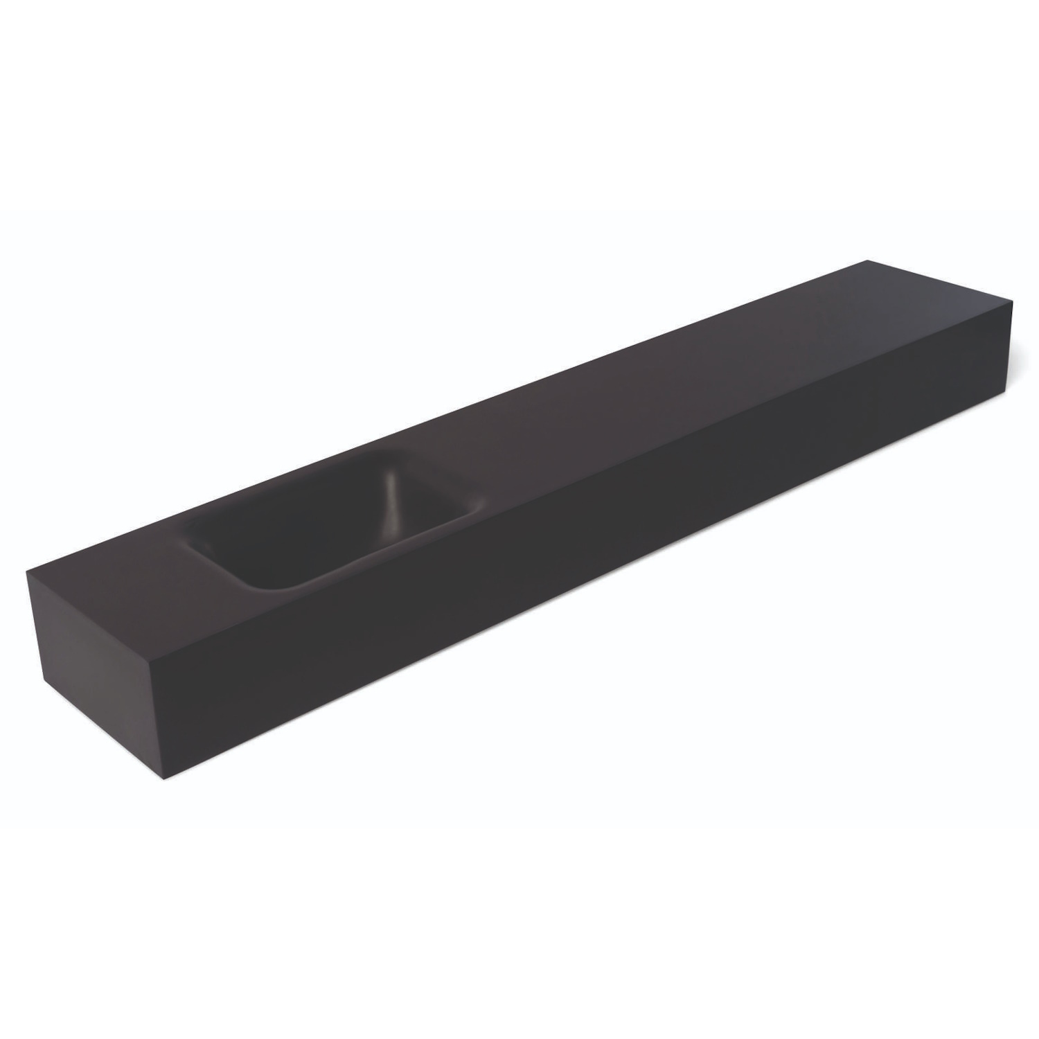 Luca Sanitair Fontein  Lea 120x22x12 cm Solid Surface Links Zonder Kraangat Mat Antraciet 