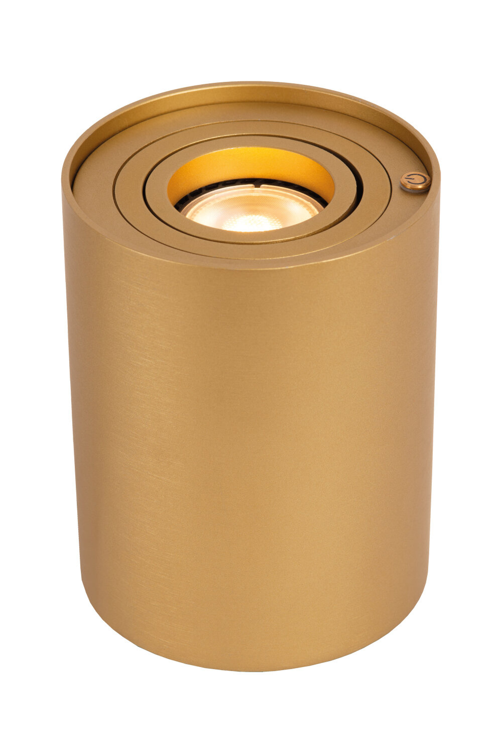 Lucide TUBE - Tafellamp - Ø 9,6 cm - LED Dimb. - GU10 - 1x5W 2600K/2800K - 3 StepDim - Mat Goud / Messing