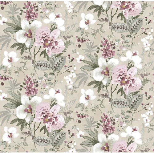 Sanders & Sanders Behang Bloemen Vergrijsd Groen, Beige En Roze - 53 Cm X 10 M