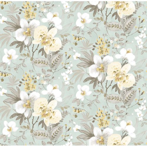 Sanders & Sanders Behang Bloemen Vergrijsd Groen En Geel - 53 Cm X 10 M - 640391