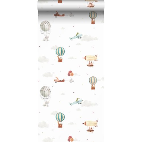 Sanders & Sanders Behang Luchtballonnen Blauw, Beige En Wit - 53 Cm X 10 M - 640454