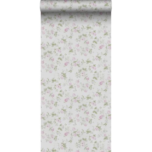 Sanders & Sanders Behang Bloemen Vergrijsd Groen En Paars - 53 Cm X 10 M - 640401