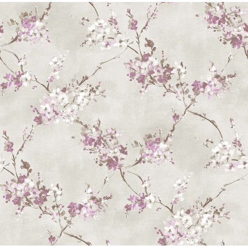 Sanders & Sanders Behang Bloemen Lila Paars En Warm Beige - 53 Cm X 10 M - 640385