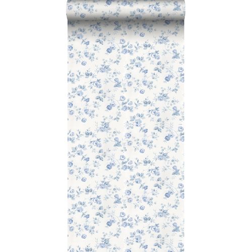 Sanders & Sanders Behang Bloemen Blauw En Gebroken Wit - 53 Cm X 10 M - 640403