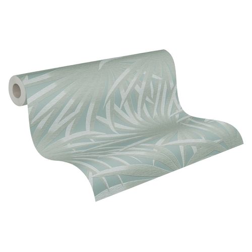 A.S. Création Behang Palmbladeren Blauw En Mintgroen - 53 Cm X 10,05 M - As-393384