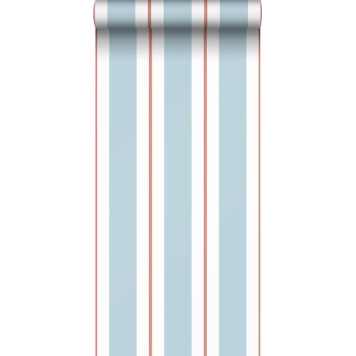 Sanders & Sanders Behang Strepen Blauw En Terracotta - 53 Cm X 10 M - 640311