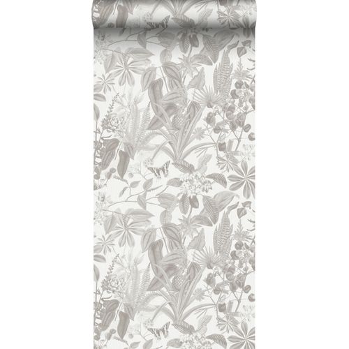 Sanders & Sanders Behang Tropische Bladeren En Bloemen Grijs - 53 Cm X 10 M - 640241