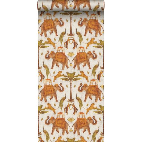 Sanders & Sanders Behang Olifanten Terracotta En Beige - 53 Cm X 10 M - 640495