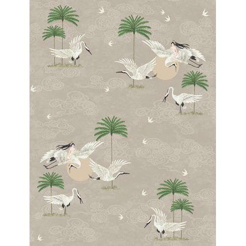 Walls4You Behang Kraanvogels Taupe - 53 Cm X 10 M - 640342