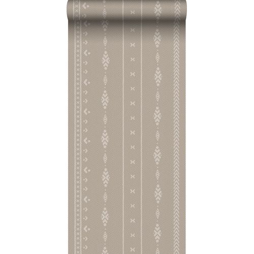 Sanders & Sanders Behang Etnisch Motief Donker Beige En Wit - 53 Cm X 10 M - 640522