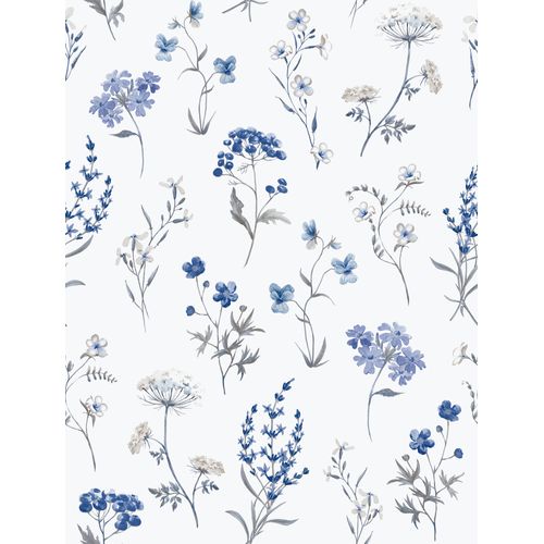 Sanders & Sanders Behang Bloemen Wit En Blauw - 53 Cm X 10 M - 640167